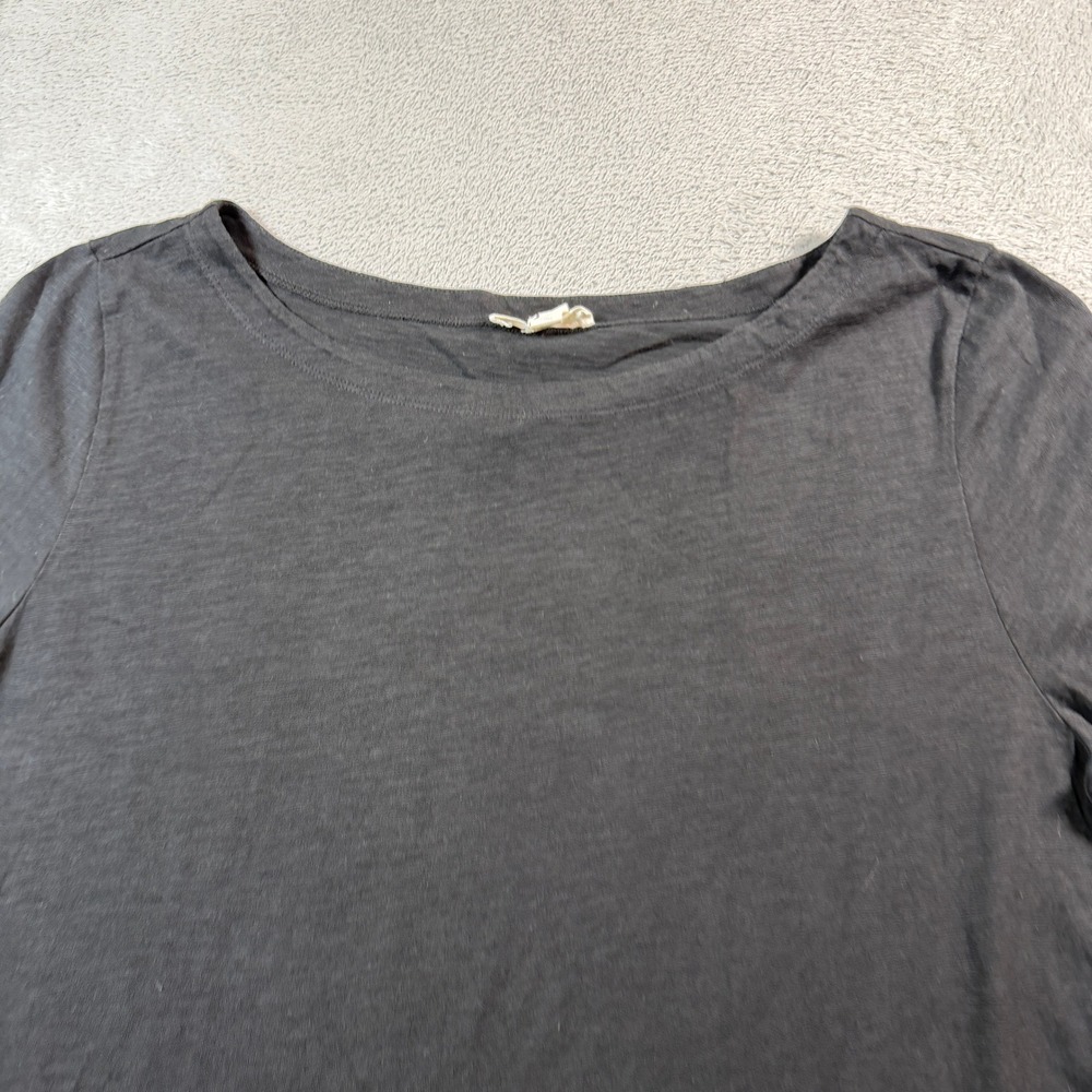 Eileen Fisher Long Sleeve Top Womens XL Black Organic Cotton Slub Knit - Picture 3 of 7